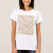 Groen Roze Beige Retro Y2K 70s Bloempatroon T-shirt (Voorkant)