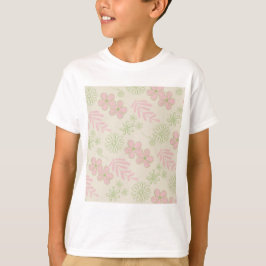 Groen Roze Beige Retro Y2K 70s Bloempatroon T-shirt