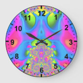 Groen roze blauw astel Fractal ~ Grote Klok (Voorkant)