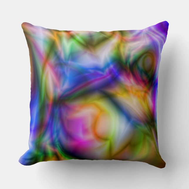 Groen, Roze, Blauw, Geel, Paarse Abstracte Pillow Kussen (Voorkant)