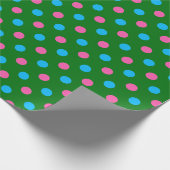 Groen Roze Blauw Stippenpatroon Cadeaupapier (Hoek)