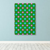 Groen Roze Blauw Stippenpatroon Canvas Afdruk (Insitu (Houten vloer))