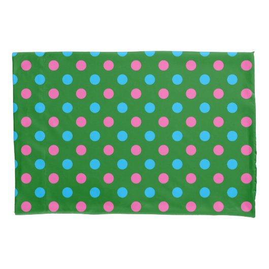 Groen Roze Blauw Stippenpatroon Kussensloop (Voorkant)
