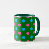 Groen Roze Blauw Stippenpatroon Mok (Voorkant rechts)