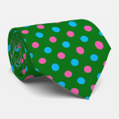 Groen Roze Blauw Stippenpatroon Stropdas (Opgerold)