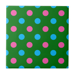 Groen Roze Blauw Stippenpatroon Tegeltje