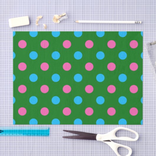 Groen Roze Blauw Stippenpatroon Tissuepapier (Craft)