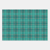 Groen, Roze, Blauw Tartan met kerstboom Inpakpapier Vel (Voorkant)