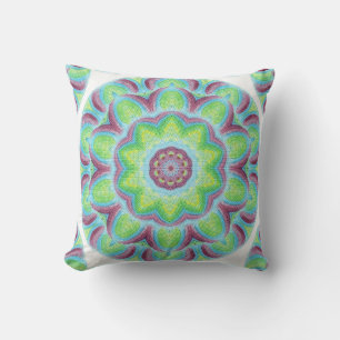 Groen Roze Blauwe Cirkel Plakken Kaleidoscoop Kuss Kussen