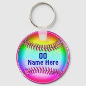 Groen, Roze, Blauwe Stomme, Softball Team Gift ide Sleutelhanger (Voorkant)