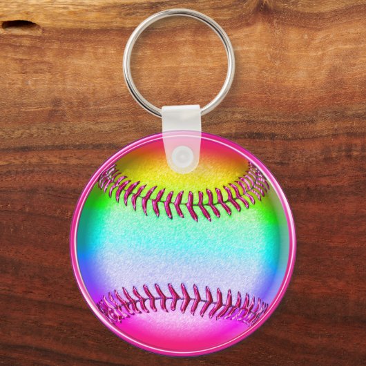 Groen, Roze, Blauwe Stomme, Softball Team Gift ide Sleutelhanger (Achterkant)