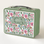  groen roze blauwe Waterverf Floral Patroon (Voorkant)