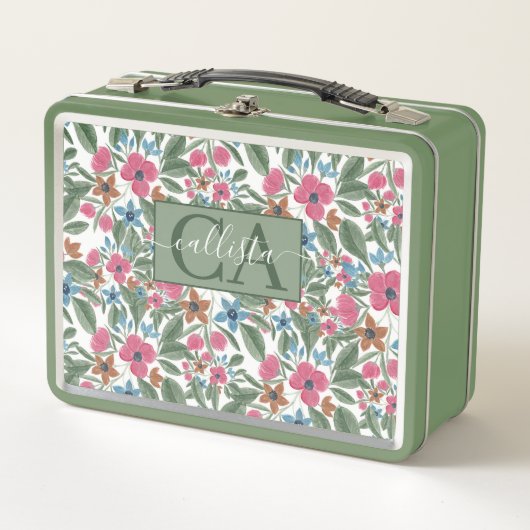  groen roze blauwe Waterverf Floral Patroon (Voorkant)