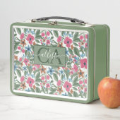  groen roze blauwe Waterverf Floral Patroon (In situ)