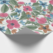  groen roze blauwe Waterverf Floral Patroon Cadeaupapier (Hoek)