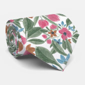  groen roze blauwe Waterverf Floral Patroon Stropdas (Opgerold)