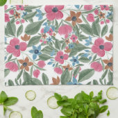  groen roze blauwe Waterverf Floral Patroon Theedoek (Gevouwen)