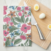  groen roze blauwe Waterverf Floral Patroon Theedoek (Quarter Fold)