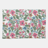  groen roze blauwe Waterverf Floral Patroon Theedoek (Horizontaal)