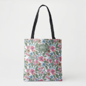  groen roze blauwe Waterverf Floral Patroon Tote Bag (Voorkant)
