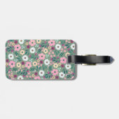  Groen Roze Bloemen Botanisch Bagagelabel (Achterkant horizontaal)