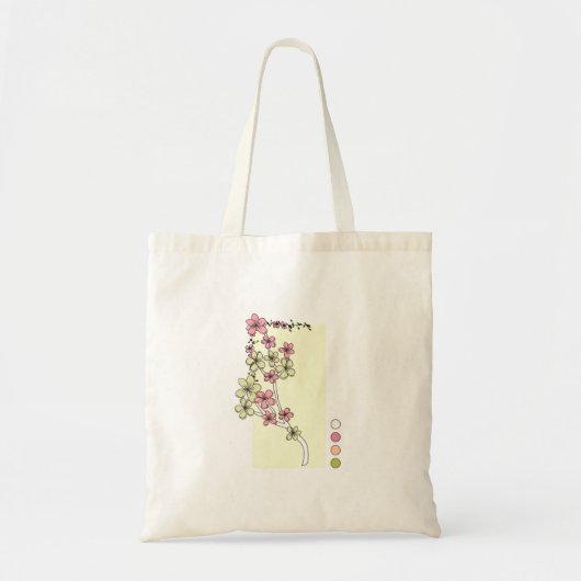 Groen Roze Bloemen Canvas tas (Voorkant)