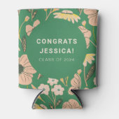  Groen Roze Bloemen Graduation Party Custom Blikjeskoeler (Voorkant)