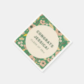 Groen Roze Bloemen Graduation Party Custom Servet (Hoek)