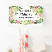 Groen Roze Bloemen Hydrangea Welkom Achtergrond Spandoek (Insitu)