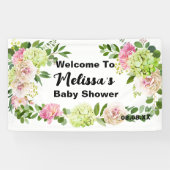 Groen Roze Bloemen Hydrangea Welkom Achtergrond Spandoek (Horizontaal)