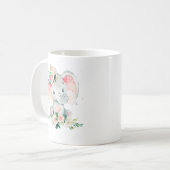 Groen Roze Bloemen Olifant Lijst Luier Raffle Koffiemok (Voorkant links)
