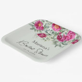 Groen Roze Bloemen op Sage Vrijgezellenfeest Papieren Bordje (Gebogen)