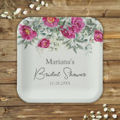 Groen Roze Bloemen op Sage Vrijgezellenfeest Papieren Bordje