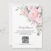 Groen Roze Bloemen QR Code Moslim Bruiloft Kaart (Achterkant)