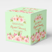 Groen roze bloemen vrijgezellenfeest dank u bedankdoosjes (Voorkant Zijde)