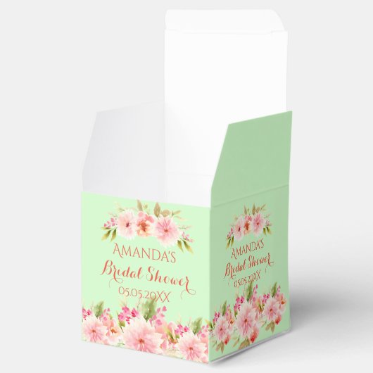 Groen roze bloemen vrijgezellenfeest dank u bedankdoosjes (Geopend)