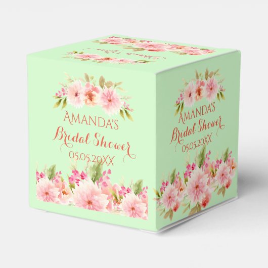 Groen roze bloemen vrijgezellenfeest dank u bedankdoosjes (Achterkant)