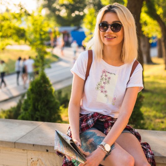 Groen Roze Bloemen Vrouw T-shirt