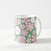 Groen Roze Bloemen Whimsical Y2K Lente & Zomer Koffiemok (Voorkant rechts)