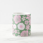 Groen Roze Bloemen Whimsical Y2K Lente & Zomer Koffiemok (Center)