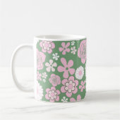 Groen Roze Bloemen Whimsical Y2K Lente & Zomer Koffiemok (Links)
