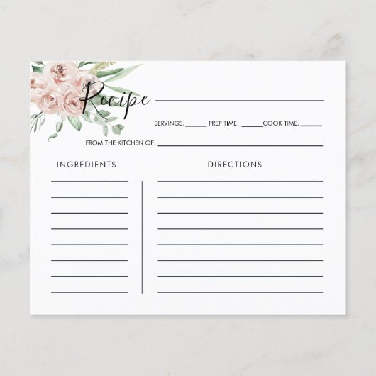 Groen roze blozen Vrijgezellenfeest Recipe Kaart (Voorkant)