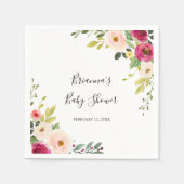 Groen Roze Blush Bloemen Baby shower Servetten (Voorkant)