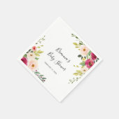 Groen Roze Blush Bloemen Baby shower Servetten (Hoek)