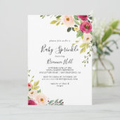 Groen Roze Blush Bloemen Baby Sprinkle Kaart (Staand voorkant)
