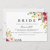 Groen Roze Blush Bloemen Bruid Vrijgezellenfeest Kaart (Voorkant)