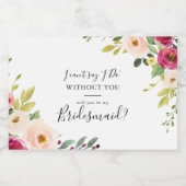 Groen Roze Blush Bloemen Bruidsmeisje Voorstel Sparkling Wijnetiket (Enkel label)