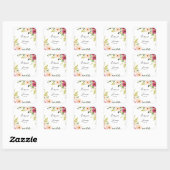 Groen Roze Blush Bloemen Bruiloft Envelop Afdichti Vierkante Sticker (Vel)