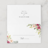 Groen Roze Blush Bloemen Bruiloft Plaats Kaart Plaatskaartje (Buitenkant ongevouwen)