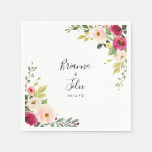 Groen Roze Blush Bloemen Bruiloft Servet (Voorkant)